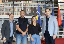 Rektori Hajrizi pret në vizitë kampionen botërore në xhudo, Majlinda Kelmendi dhe trajnerin Driton Kuka