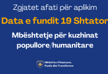 Zgjatet afati i aplikimit për kuzhina popullore deri më 19 shtator